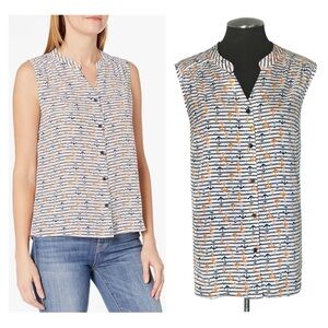 Nine West – Nautical Anchor Sleeveless Button Down Top – 14W